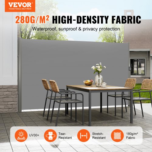 Retractable Side Awning 71x 118 Aluminum Outdoor Privacy Screen 280g