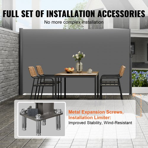 Retractable Side Awning 71x 118 Aluminum Outdoor Privacy Screen 280g