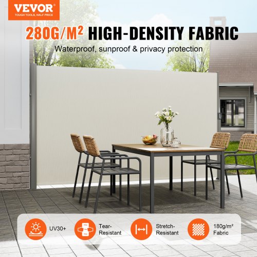 Retractable Side Awning 71x 118 Aluminum Outdoor Privacy Screen 280g