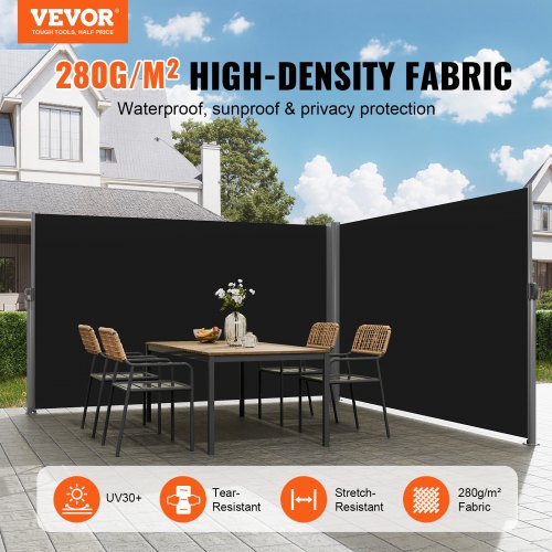 Retractable Side Awning 71x 236 Aluminum Outdoor Privacy Screen 280g