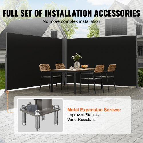Retractable Side Awning 71x 236 Aluminum Outdoor Privacy Screen 280g