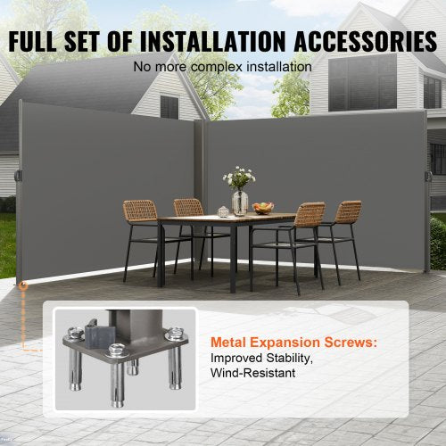 Retractable Side Awning 71x 236 Aluminum Outdoor Privacy Screen 280g