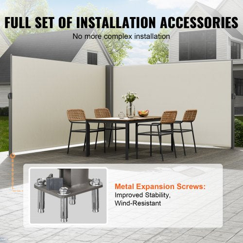 Retractable Side Awning 71x 236 Aluminum Outdoor Privacy Screen 280g