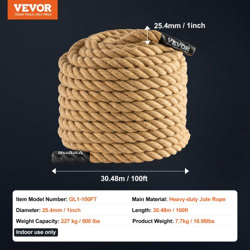 Gym Climbing Rope 1 Diameter 100 ft Length Gym Fitness Training Rope Gym