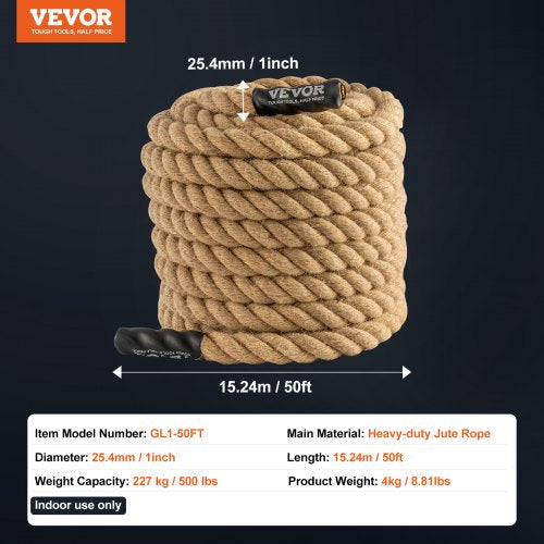 Gym Climbing Rope 1 Diameter 50 ft Length Gym Fitness Training Rope Gym