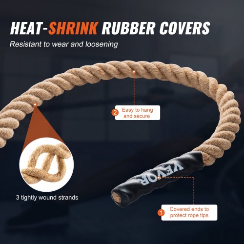 Gym Climbing Rope 15 Diameter 10 ft Length Gym Fitness Training Rope Gym