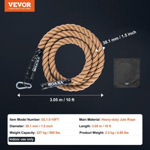 Gym Climbing Rope 15 Diameter 10 ft Length Gym Fitness Training Rope Gym