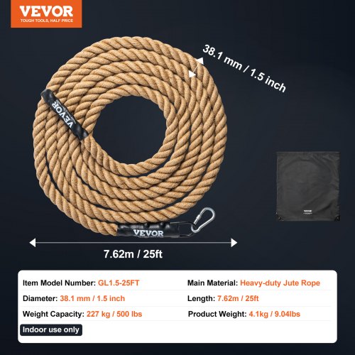 Gym Climbing Rope 15 Diameter 25 ft Length Gym Fitness Training Rope Gym