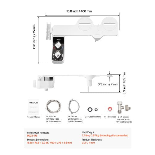 Bidet Attachment for Toilet Hot Cold NonElectric Water Sprayer – Dual