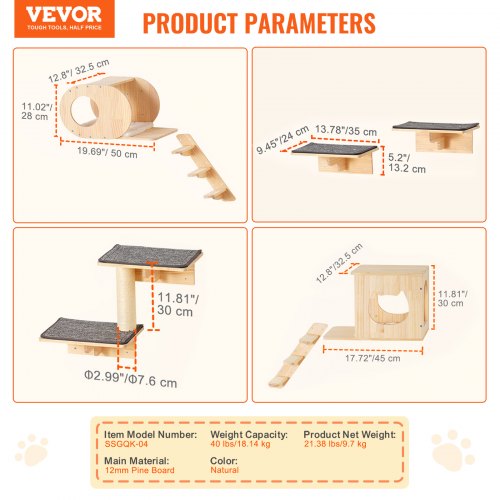 Wall Mounted Cat Shelves Cat Wall Shelves and Perches with Jumping Boards