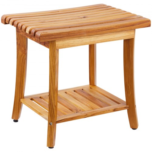 Teak Shower Bench 20 x 143 x 17.9 in Waterproof Wood Shower Stool with Storage