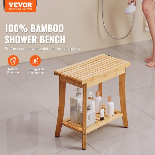 Bamboo Shower Bench 191 x 113 x 18.3 in Waterproof Shower Stool Chair