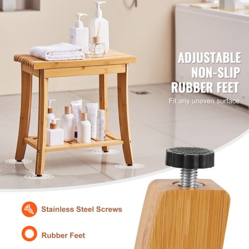 Bamboo Shower Bench 191 x 113 x 18.3 in Waterproof Shower Stool Chair