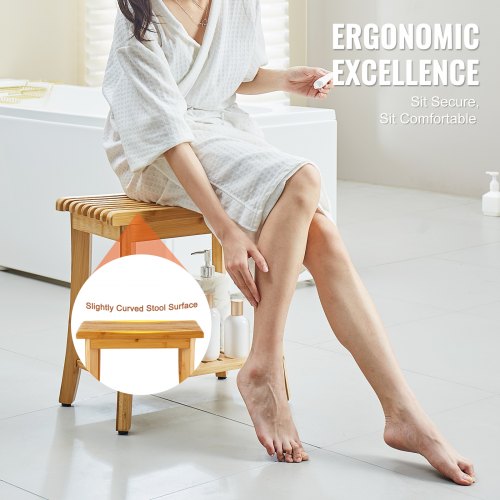 Bamboo Shower Bench 191 x 113 x 18.3 in Waterproof Shower Stool Chair