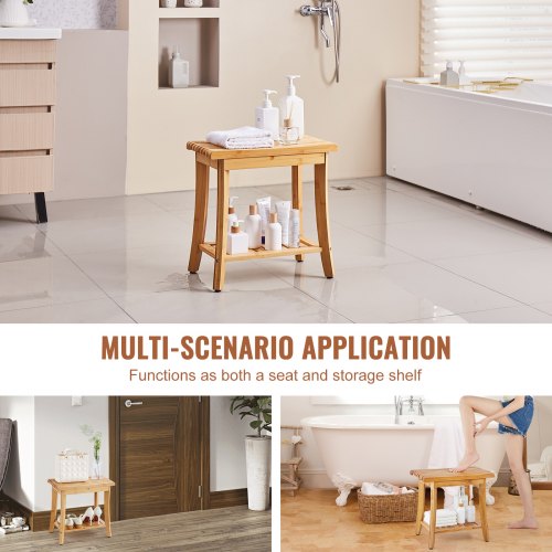 Bamboo Shower Bench 191 x 113 x 18.3 in Waterproof Shower Stool Chair