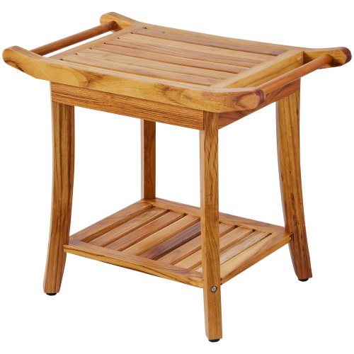 Teak Shower Bench 22 x 144 x 18.5 in Waterproof Wood Shower Stool with Storage