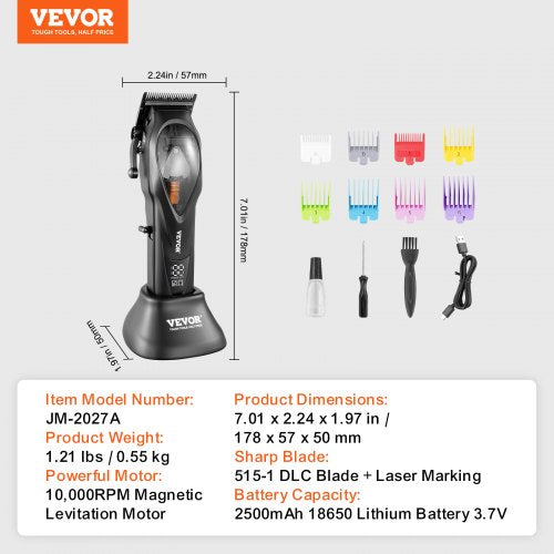 Hair Clipper for Men with Magnetic Motor 10000RPM Cordless Barber Clipper