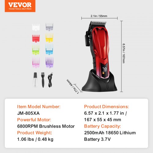 Professional Hair Clipper for Men Cordless Barber Clipper with 6800RPM