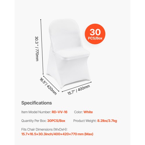 White Stretch Spandex Chair Covers – 30 PCS Folding Kitchen Chairs Cover