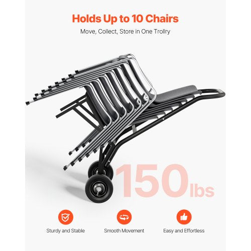 Folding Chair Rack 150 LBS Capacity Heavyduty Chair Cart for Stacking 10