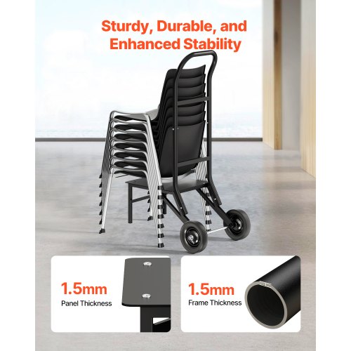 Folding Chair Rack 150 LBS Capacity Heavyduty Chair Cart for Stacking 10