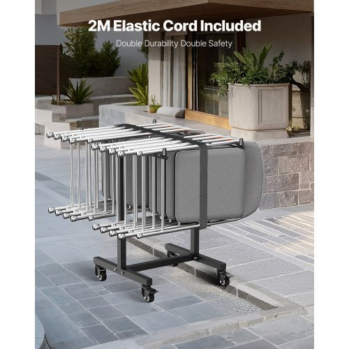Folding Chair Rack 200 LBS Capacity Tshape Chair Cart for 14 Chairs