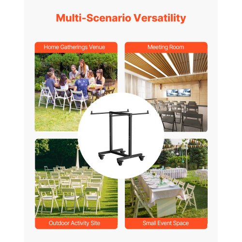 Folding Chair Rack 200 LBS Capacity Tshape Chair Cart for 14 Chairs