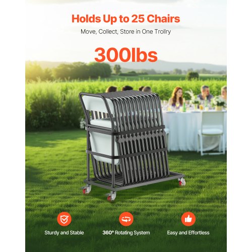 Folding Chair Rack 300 LBS Capacity Lshape Vertical Placement Chair Cart