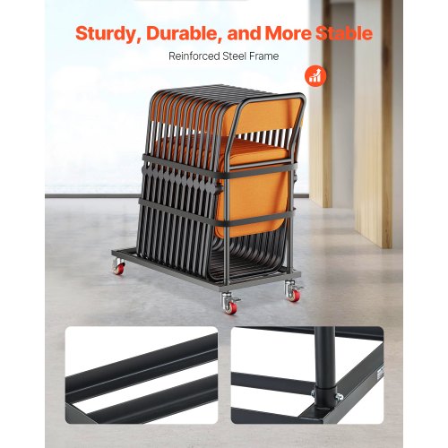 Folding Chair Rack 300 LBS Capacity Lshape Vertical Placement Chair Cart