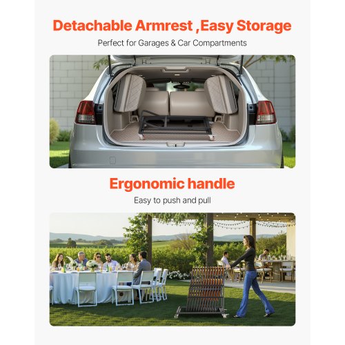 Folding Chair Rack 300 LBS Capacity Lshape Vertical Placement Chair Cart