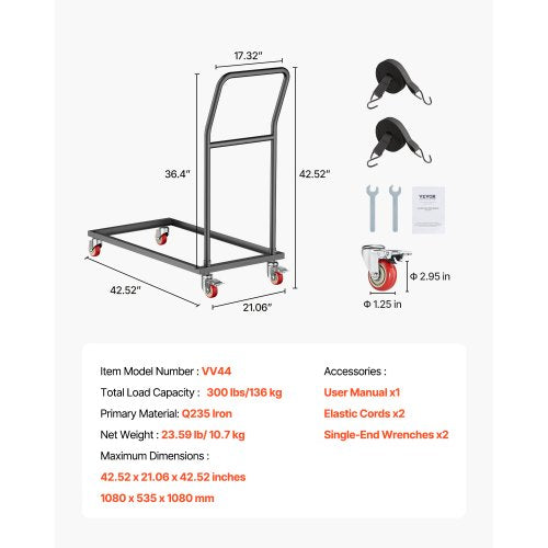 Folding Chair Rack 300 LBS Capacity Lshape Vertical Placement Chair Cart
