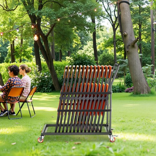 Folding Chair Rack 300 LBS Capacity Lshape Vertical Placement Chair Cart