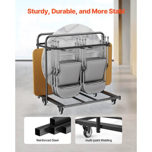 Folding Chair Rack 400 LBS Capacity Heavyduty Chair Cart for 5 Tables14