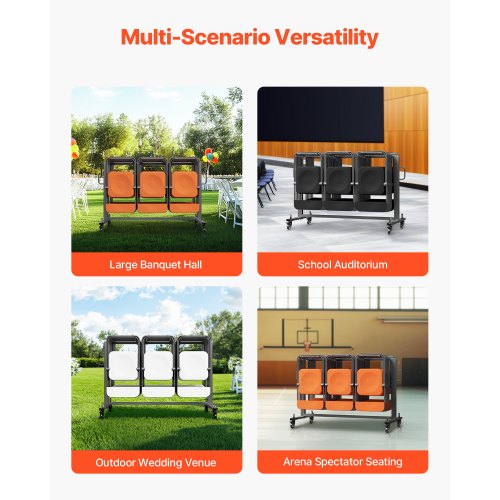 Folding Chair Rack 400 LBS Capacity Heavyduty Chair Cart for 42 Chairs or 12