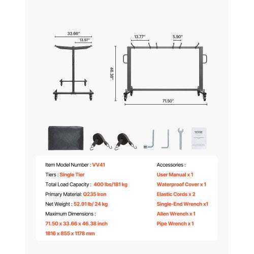 Folding Chair Rack 400 LBS Capacity Heavyduty Chair Cart for 42 Chairs or 12