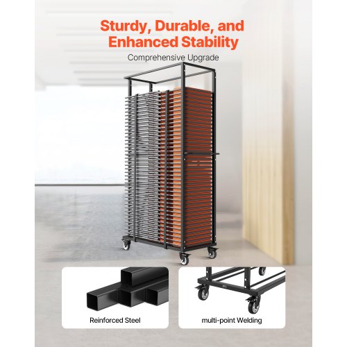 Folding Chair Rack 500 LBS Capacity Heavyduty Chair Cart for 60 Chairs