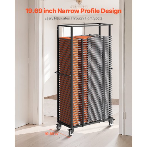Folding Chair Rack 500 LBS Capacity Heavyduty Chair Cart for 60 Chairs