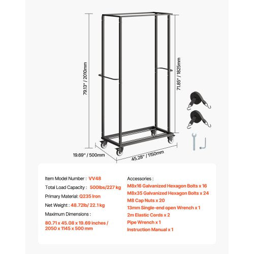 Folding Chair Rack 500 LBS Capacity Heavyduty Chair Cart for 60 Chairs
