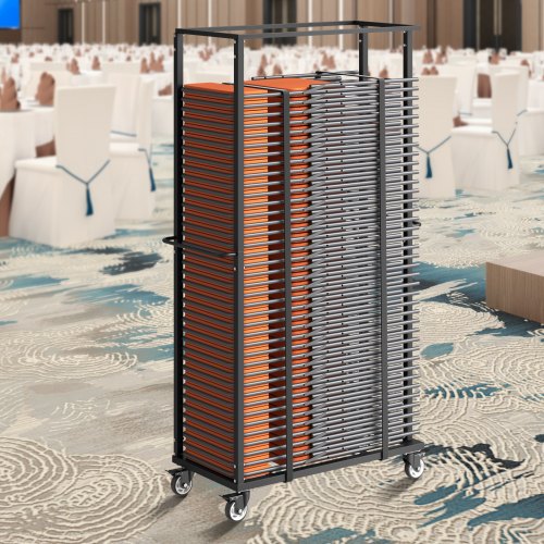 Folding Chair Rack 500 LBS Capacity Heavyduty Chair Cart for 60 Chairs