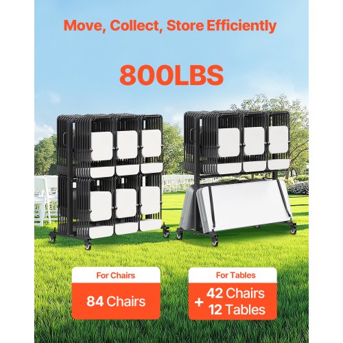 Folding Chair Rack 800 LBS Capacity Heavyduty Chair Cart for 84 Chairs