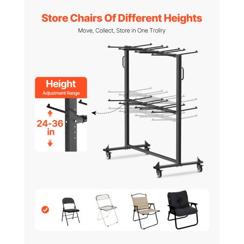 Folding Chair Rack 800 LBS Capacity Heavyduty Chair Cart for 84 Chairs