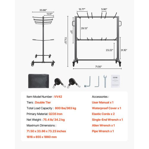 Folding Chair Rack 800 LBS Capacity Heavyduty Chair Cart for 84 Chairs