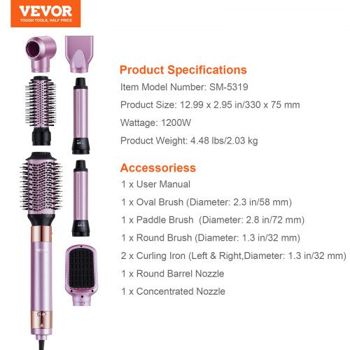 Hair Styler and Dryer Brush 6in1 Multi Air Styler 110000RPM HighSpeed