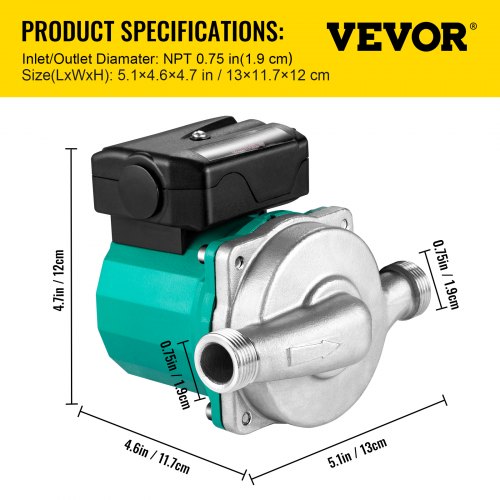 Hot Water Recirculating Pump 93W 110V Water Circulator Pump Circulation