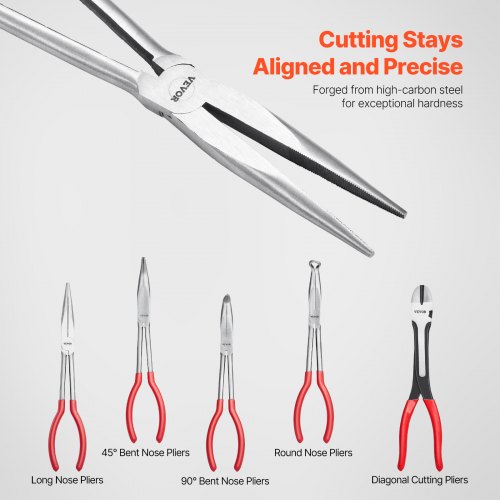 5Piece Needle Nose Pliers 11 in Long Needle Nose Pliers Set Diagonal