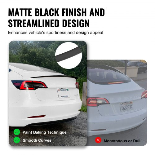 GT Wing Car Spoiler 48.2 inch Spoiler Compatible with Tesla Model 3 High