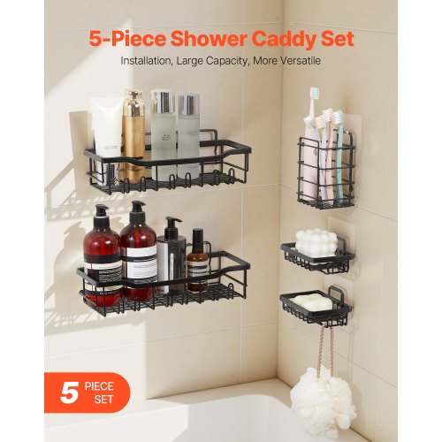 Shower Caddy 5 Pack Adhesive Bathroom Shower Storage Organization Shelves