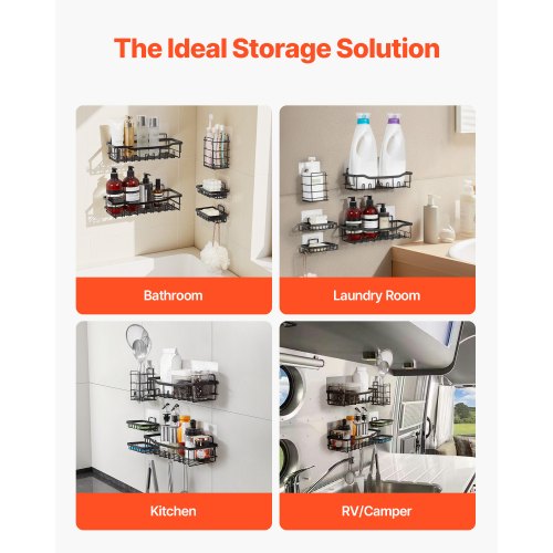 Shower Caddy 5 Pack Adhesive Bathroom Shower Storage Organization Shelves