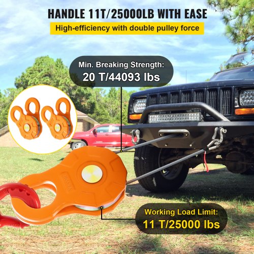 Snatch Block 11T25000 LBS Working Load Limit Heavy Duty Winch Pulley for 055
