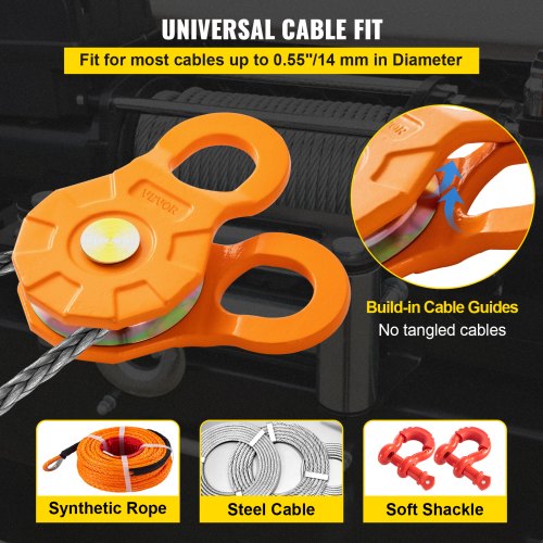Snatch Block 11T25000 LBS Working Load Limit Heavy Duty Winch Pulley for 055